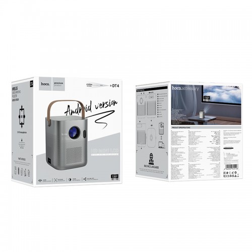 Проектор HOCO DT4 Wi-Fi 2.4/5 ГГц Smart full autofocus projector (720P Android version) EU
