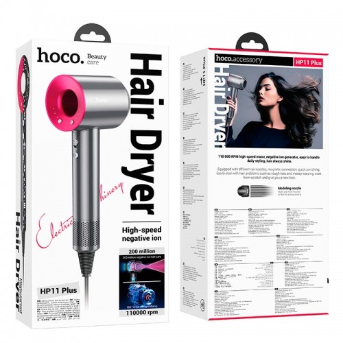 Фен HOCO HP11 Plus 1600W High-speed negative ion hair dryer Rose Red