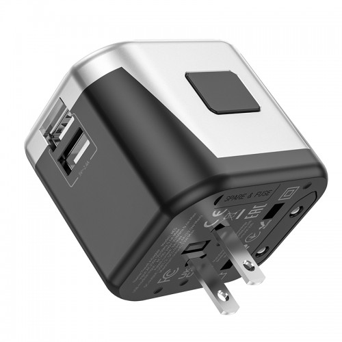 УЗП HOCO AC5 Level универсальное зарядное устройство с двойным портом и конверсией Black