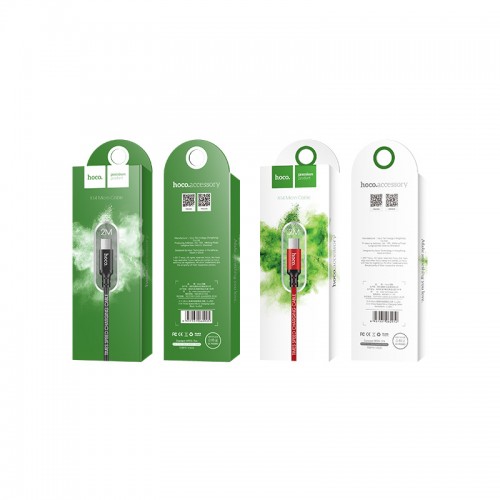 Кабель HOCO X14 USB - Micro 2A, 2 м, нейлон, алюминиевые коннекторы, чёрный