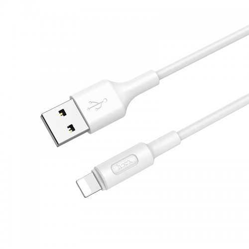 Кабель HOCO X25 USB to iP 2A, 1 м, ПВХ, ПВХ коннекторы, белый