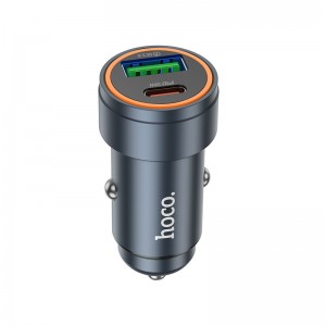 Автомобильное зарядное устройство HOCO Z57A Glorious PD30W+QC3.0 car charger Metal Gray