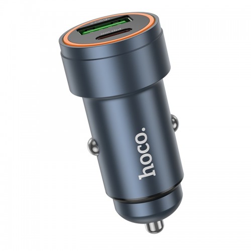 Автомобильное зарядное устройство HOCO Z57A Glorious PD30W+QC3.0 car charger Metal Gray