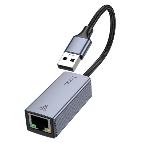 Сетевой адаптер HOCO UA37 USB Ethernet адаптер (1000 Мбит/с) Metal Gray