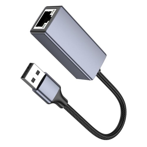 Сетевой адаптер HOCO UA37 USB Ethernet адаптер (1000 Мбит/с) Metal Gray