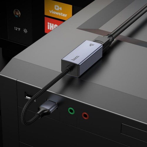 Сетевой адаптер HOCO UA37 USB Ethernet адаптер (1000 Мбит/с) Metal Gray