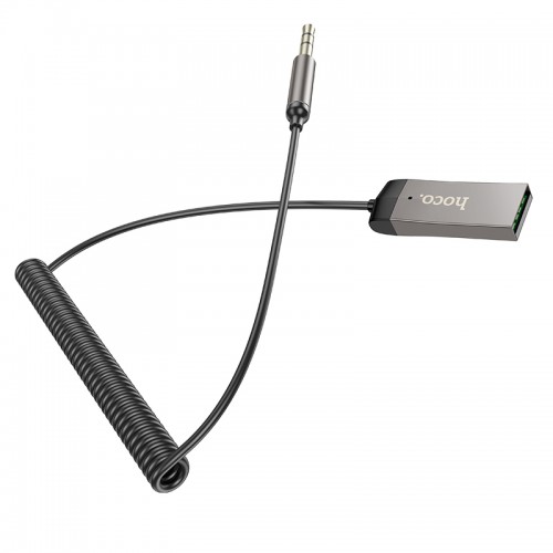 Bluetooth-ресивер HOCO E78 Benefit car AUX BT receiver with cable Black Metal Gray