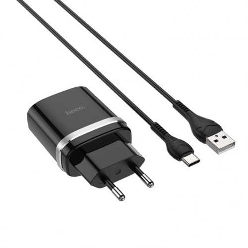 Мережевий зарядний пристрій з кабелем HOCO C12Q Smart QC3.0 charger set(Type-C) 18W Black