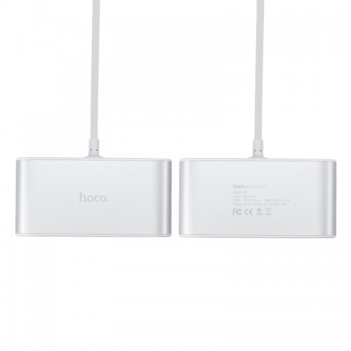 Автомобильное зарядное устройство HOCO Z13 LCD один-выход-три автомобильное зарядное устройство Silver