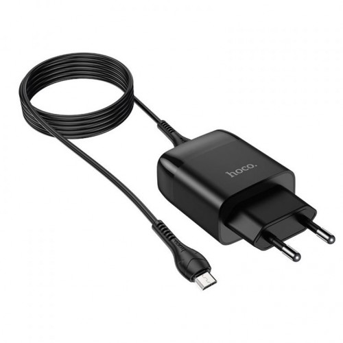 Мережевий зарядний пристрій з кабелем HOCO C72Q Glorious single port QC3.0 charger set(Micro) 18W Black