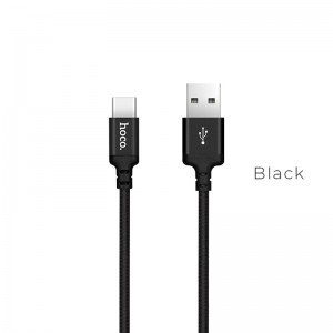 Кабель HOCO X14 USB to Type-C 3A, 1m, nylon, aluminum connectors, Black