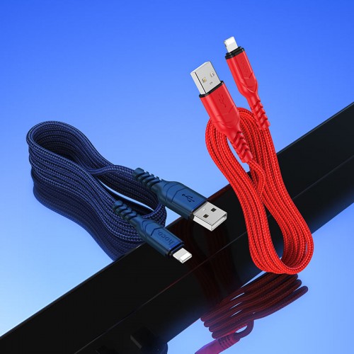 Кабель HOCO X59 USB – iP 2.4A, 1 м, нейлон, разъёмы TPE, красный