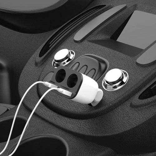 Автомобильное зарядное устройство HOCO Z28 Power ocean для прикуривателя в автомобиле с цифровым дисплеем, белое