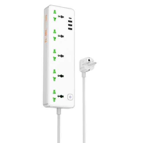 Сетевой удлинитель HOCO AC13A Talento с 5-местной розеткой (1C3A) (1,5 м) Белый