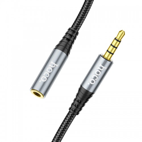 Аудиокабель HOCO UPA20 3,5 мм штекер – 3,5 мм гнездо, нейлоновая оплётка, 2 м, серый металлик