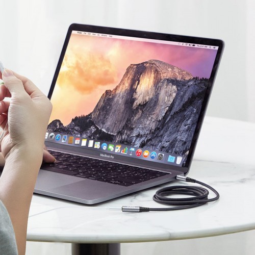 Аудиокабель HOCO UPA20 3,5 мм штекер – 3,5 мм гнездо, нейлоновая оплётка, 2 м, серый металлик