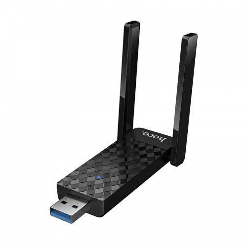 Антенна Wi‑Fi HOCO HI34 WiFi6 USB внешняя двухантенная беспроводная сетевая карта, чёрная