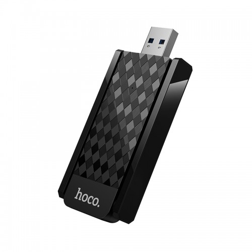Антенна Wi‑Fi HOCO HI34 WiFi6 USB внешняя двухантенная беспроводная сетевая карта, чёрная
