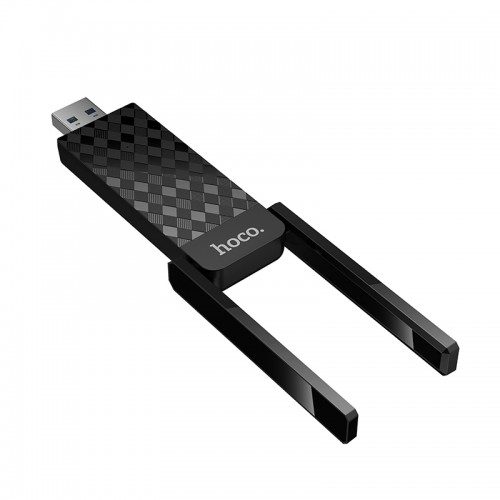 Антенна Wi‑Fi HOCO HI34 WiFi6 USB внешняя двухантенная беспроводная сетевая карта, чёрная