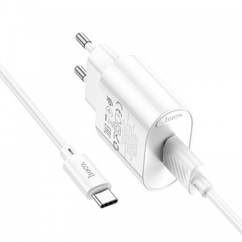 Мережевий зарядний пристрій з кабелем HOCO C109A(10.5W) Fighter single port charger set(Type-C) White
