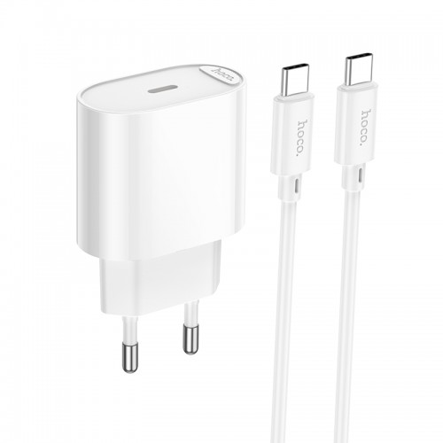 Сетевое зарядное устройство с кабелем HOCO C109A (PD20W) Fighter, комплект зарядного устройства с одним портом PD20W (C to C), белый