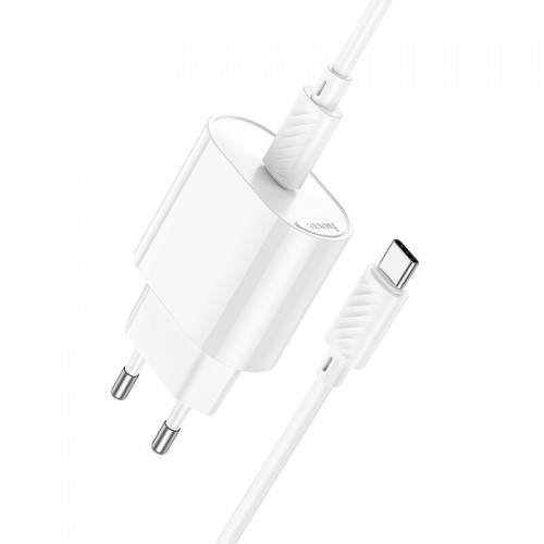 Сетевое зарядное устройство с кабелем HOCO C109A (PD20W) Fighter, комплект зарядного устройства с одним портом PD20W (C to C), белый
