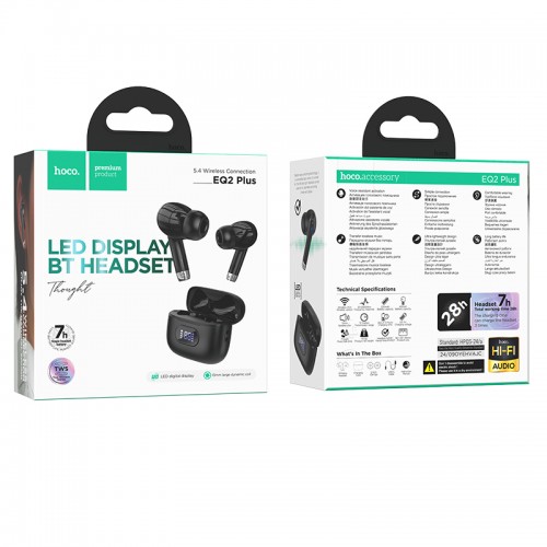 Беспроводные наушники HOCO EQ2 Plus Thought true wireless BT headset Black