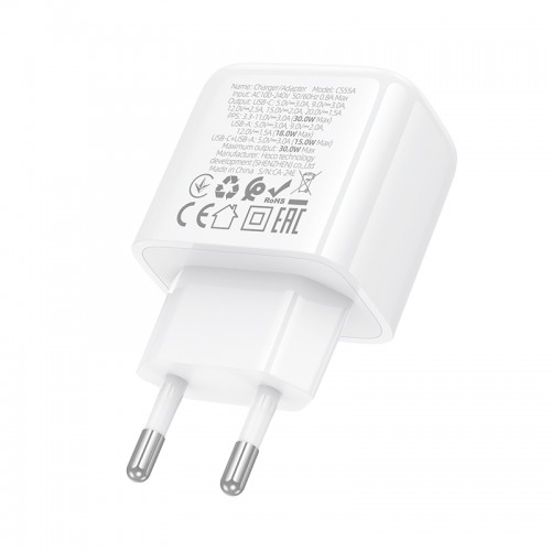 Сетевое зарядное устройство HOCO CS55A Surplus PD30W+QC3.0 charger White
