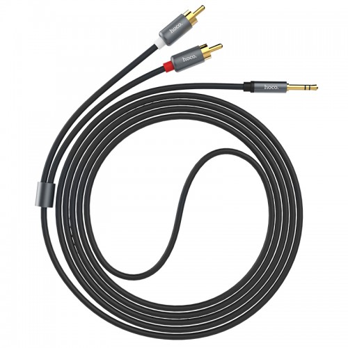 Аудиокабель HOCO UPA10 3.5 мм (штекер) — двойной «тюльпан» RCA, TPE, 1,5 м, металлик (серый)