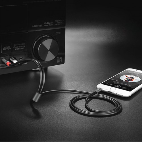 Аудиокабель HOCO UPA10 3.5 мм (штекер) — двойной «тюльпан» RCA, TPE, 1,5 м, металлик (серый)