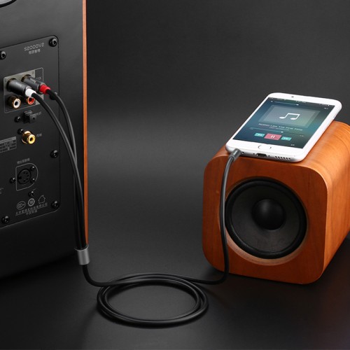 Аудиокабель HOCO UPA10 3.5 мм (штекер) — двойной «тюльпан» RCA, TPE, 1,5 м, металлик (серый)