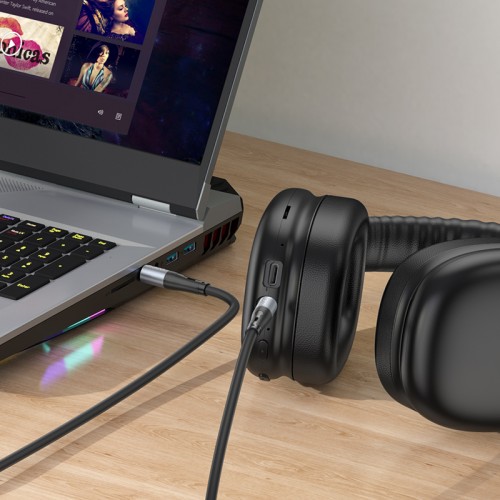 Аудиокабель HOCO UPA22 3.5 мм штекер – 3.5 мм штекер, силиконовый, 1 м, чёрный