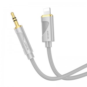 Аудиокабель HOCO UPA30 iP to 3,5 мм male, нейлоновая оплётка, 1 м, серый
