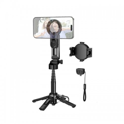 Селфи-монопод HOCO K27 Pro Magic mini стойка для прямых трансляций (выдвижной зажим + версия с магнитной фокусировкой) Чёрный