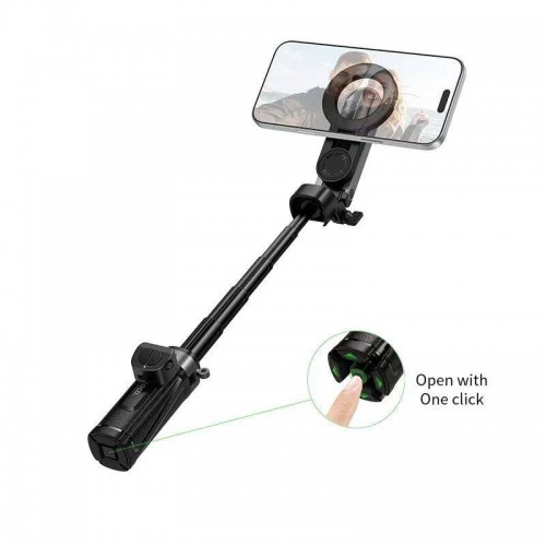 Селфи-монопод HOCO K27 Pro Magic mini стойка для прямых трансляций (выдвижной зажим + версия с магнитной фокусировкой) Чёрный