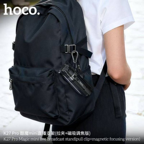 Селфи-монопод HOCO K27 Pro Magic mini стойка для прямых трансляций (выдвижной зажим + версия с магнитной фокусировкой) Чёрный