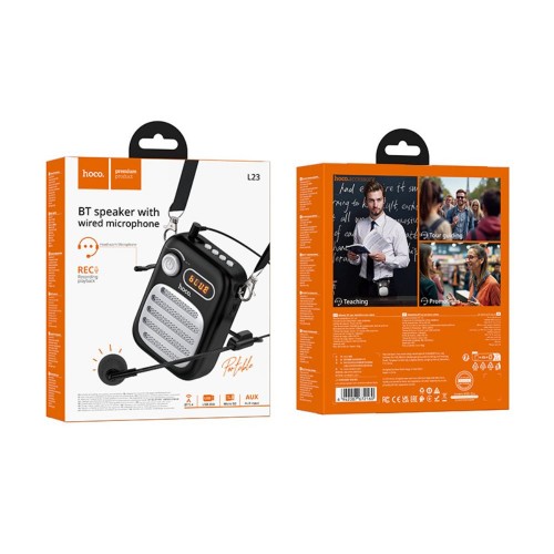 Портативна колонка з гарнітурою HOCO L23 Lemony speaker with wired microphone 5W Black