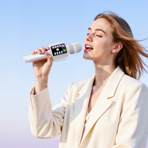 Портативна колонка-мікрофон HOCO L24 Shine karaoke microphone 5W White