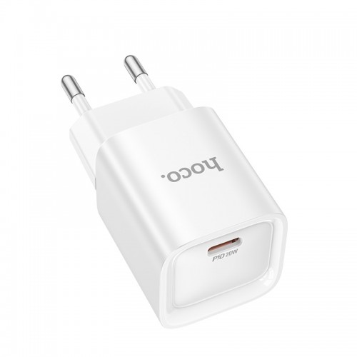 Сетевое зарядное устройство HOCO C146A Charm с одним портом PD20W (EU), белое