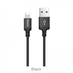 Кабель HOCO X14 USB – iP 2A, 1 м, нейлон, алюминиевые коннекторы, чёрный