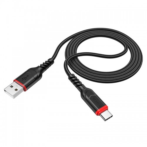 Кабель HOCO X59 USB to Type-C 3A, 1m, nylon, TPE connectors, Black