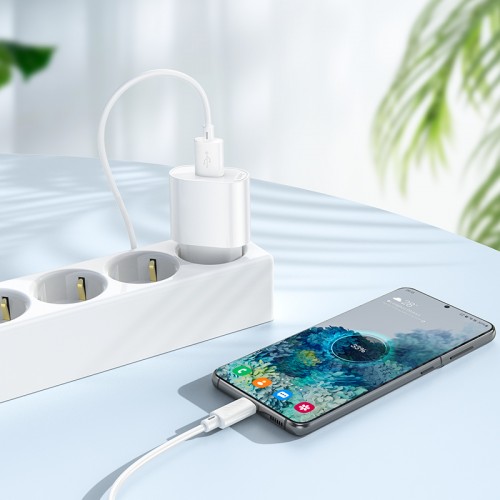 Сетевое зарядное устройство HOCO C109A (10,5W) Fighter, комплект однопортового зарядного устройства (Micro), белый