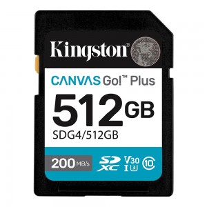 Карта памяти SDXC (UHS-1 U3) Kingston Canvas Go! Plus 512 ГБ класс 10 A2 V30 (чтение 200 МБ/с, запись 160 МБ/с)