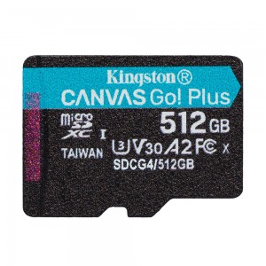 Карта памяти microSDXC (UHS-1 U3) Kingston Canvas Go! Plus 512 ГБ класс 10 A2 V30 (чтение 200 МБ/с, запись 160 МБ/с)