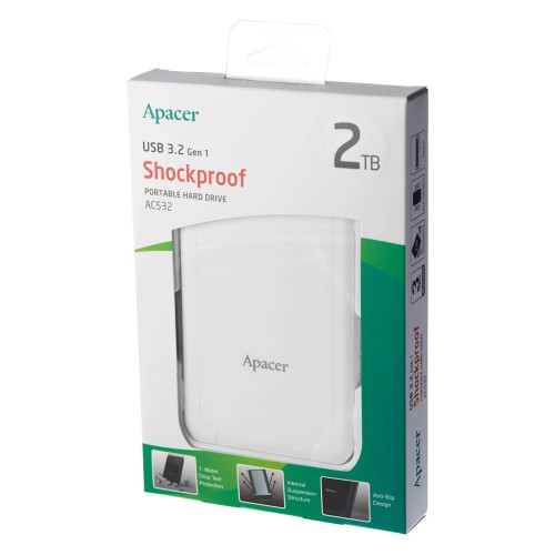 Зовнішній жорсткий диск PHD External 2.5'' Apacer USB 3.1 AC532 2TB White