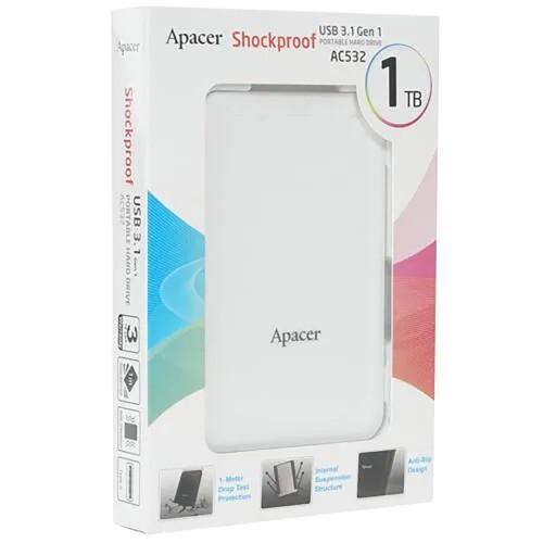 Зовнішній жорсткий диск PHD External 2.5'' Apacer USB 3.1 AC532 1TB White