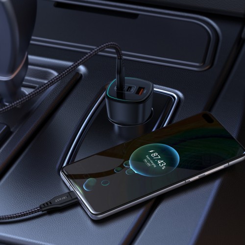Автомобільний зарядний пристрій ACEFAST B18 200W(2USB-C+USB-A)fast car charger Black