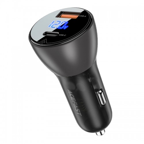 Автомобильное зарядное устройство ACEFAST B6 metal 63W (USB-A+USB-C) с цифровым дисплеем