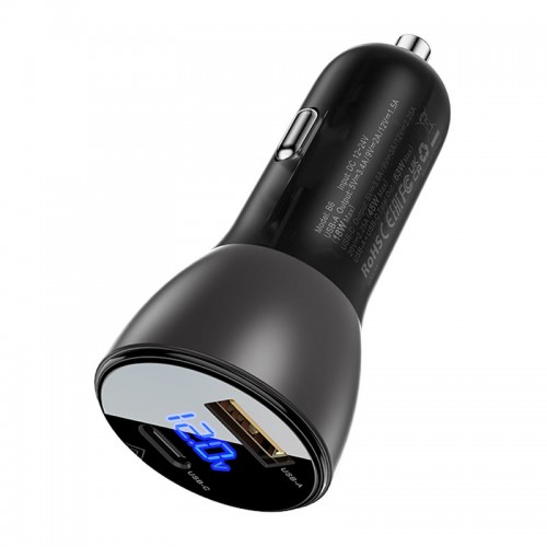 Автомобильное зарядное устройство ACEFAST B6 metal 63W (USB-A+USB-C) с цифровым дисплеем