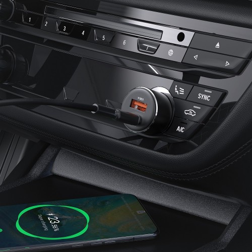 Автомобільний зарядний пристрій ACEFAST B12 60W (USB-A+USB-C) dual-port car charger Black
